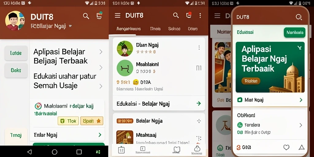 Tampilan aplikasi DUIT8 untuk fungsi Belajar Ngaji.
