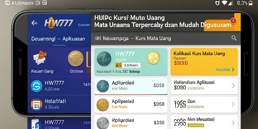 Antarmuka HW777 yang menarik dan informatif untuk memantau kurs mata uang.