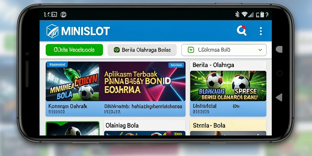 Tampilan antarmuka MINISLOT yang menarik untuk berita olahraga bola.