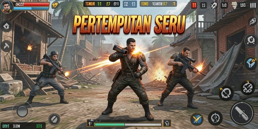 Tampilan pertarungan epik dalam game Tempur 1 Lawan 1.
