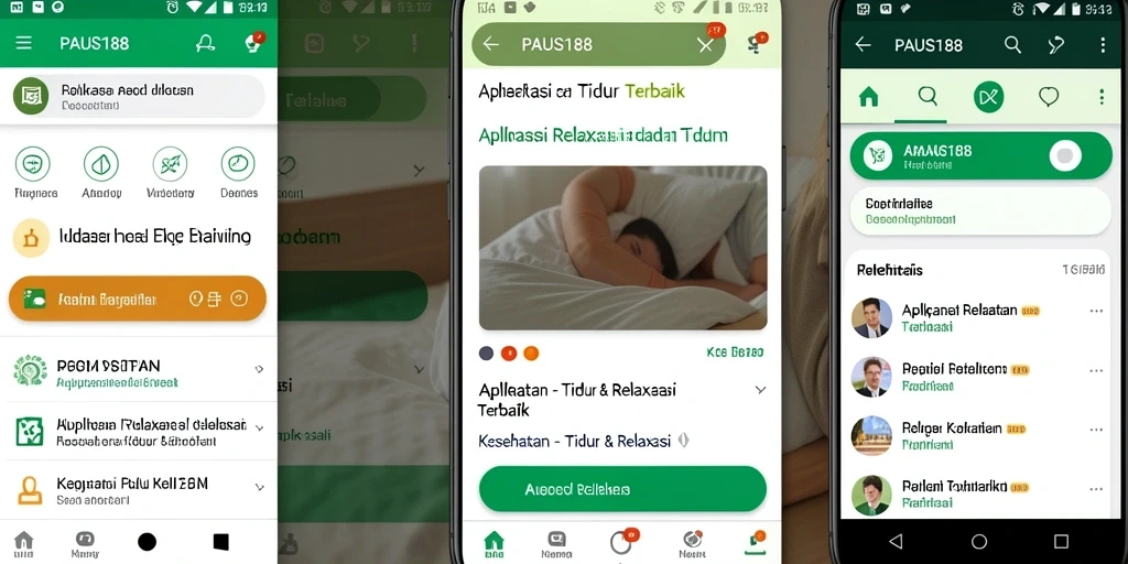 Tampilan antarmuka aplikasi PAUS188 yang menenangkan untuk Tidur & Relaksasi.