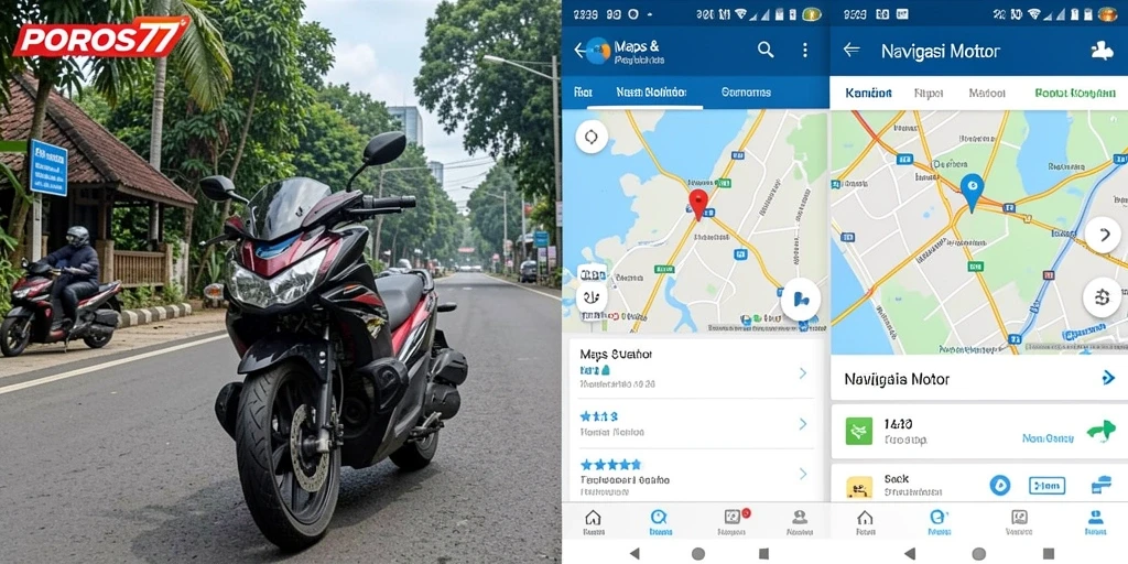 Antarmuka aplikasi POROS77 yang menampilkan navigasi motor.
