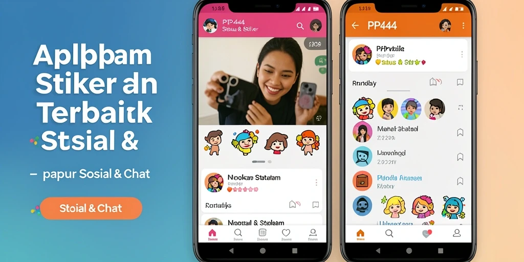Antarmuka aplikasi PP444 dengan beragam stiker menarik.