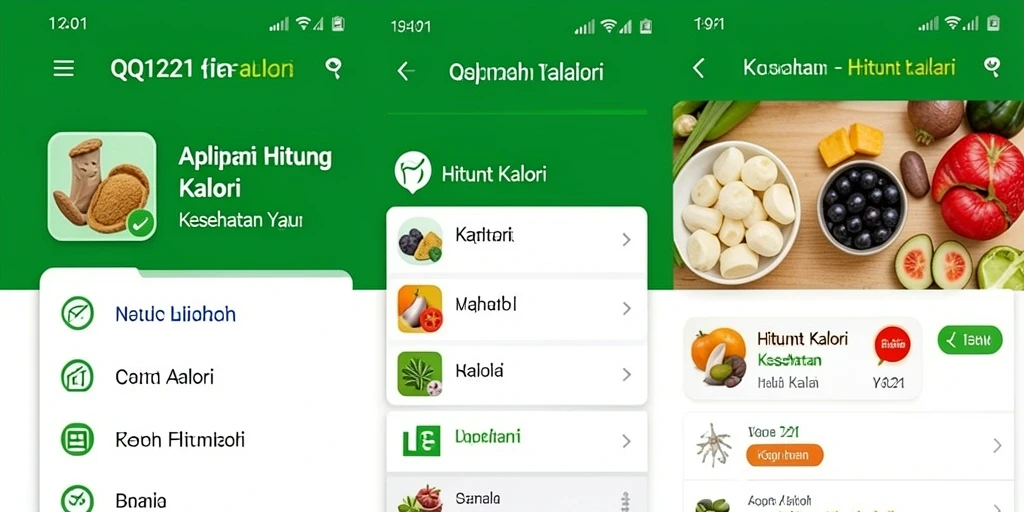 Tampilan antarmuka utama QQ1221 yang menampilkan fitur Hitung Kalori.