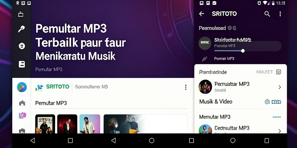 Screenshot SRITOTO menampilkan antarmuka lengkap Pemutar MP3.