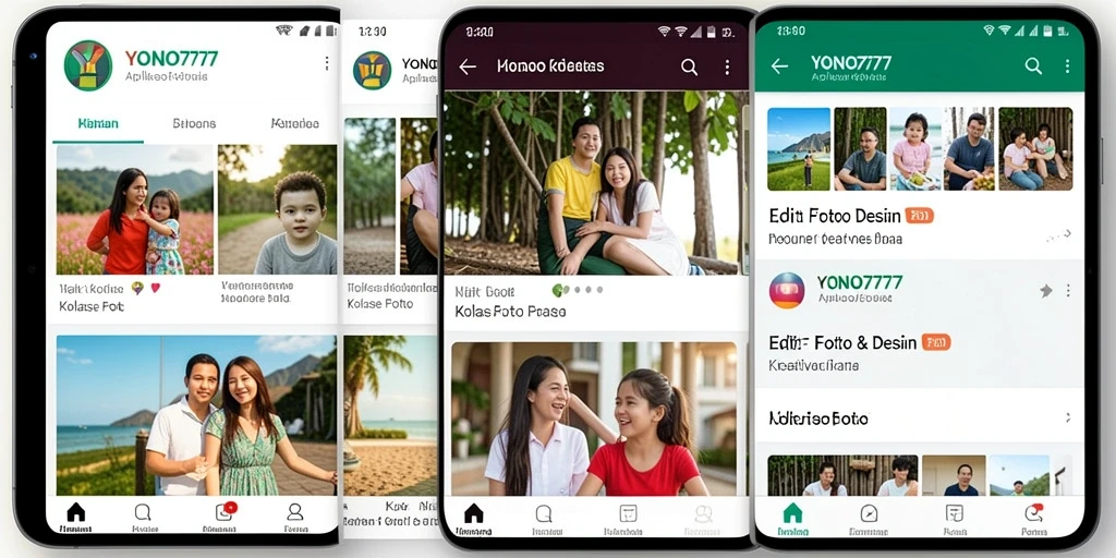 Antarmuka YONO777 menampilkan fitur kolase foto yang mudah digunakan.